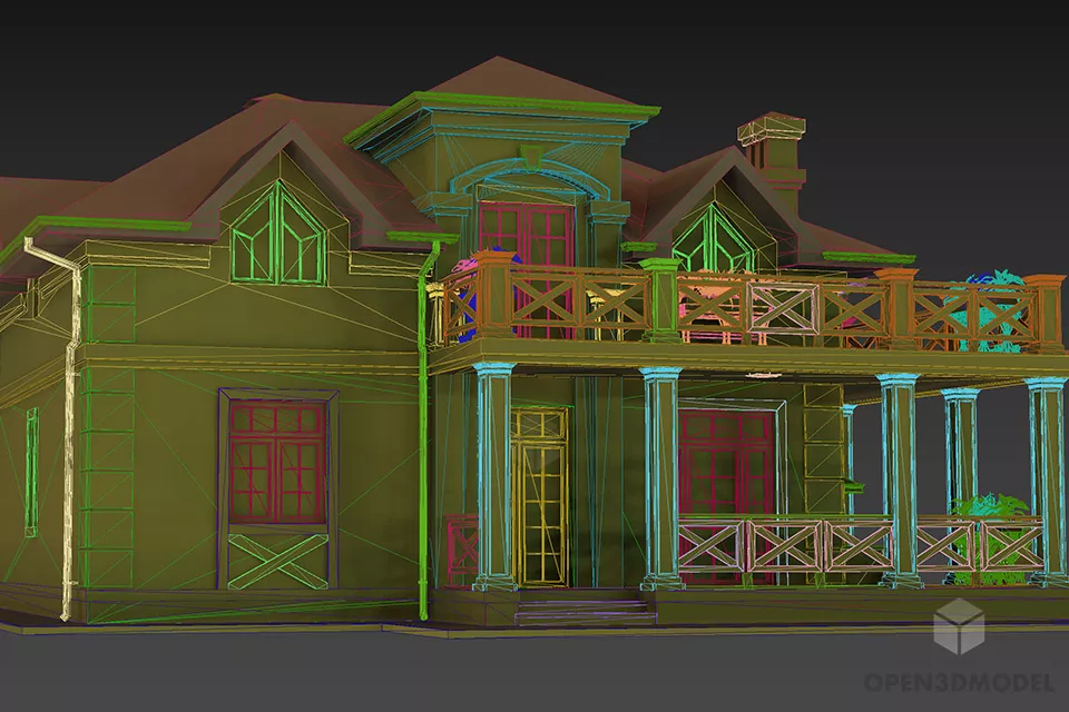House Building, Roof House Villa 3d model 2