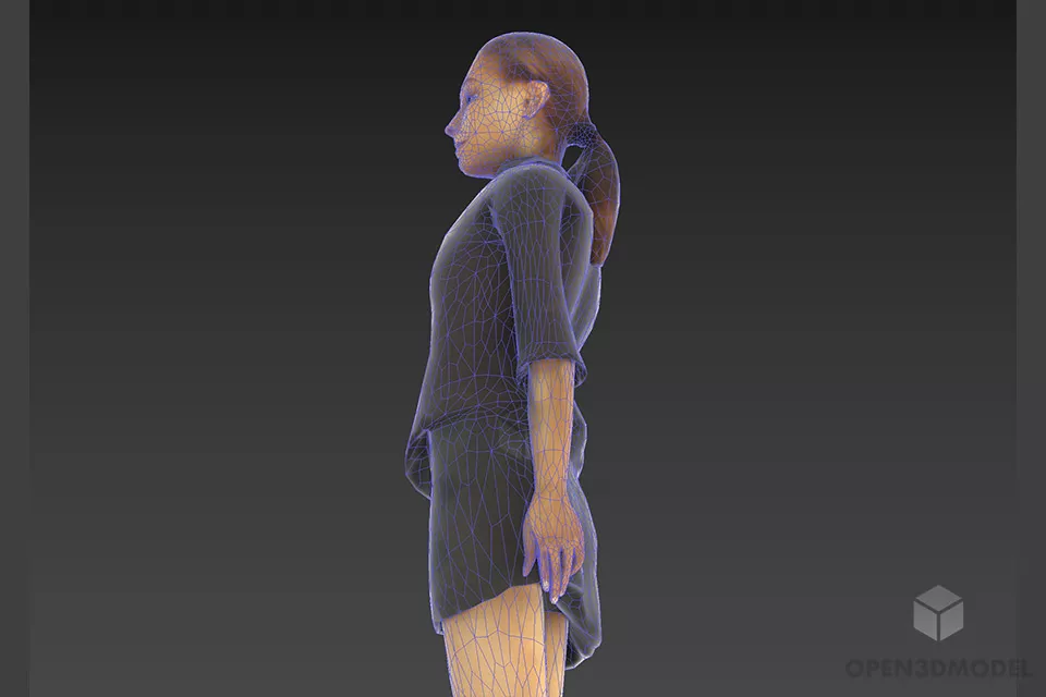 Young Girl With Leather Boot Fashion 3d model 2
