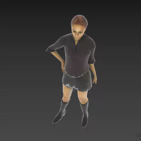 Young Girl With Leather Boot Fashion 3d model