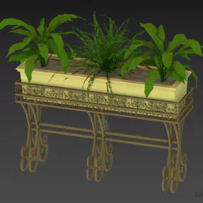 Potted Plant Rack, Antique Iron Stand 3d model