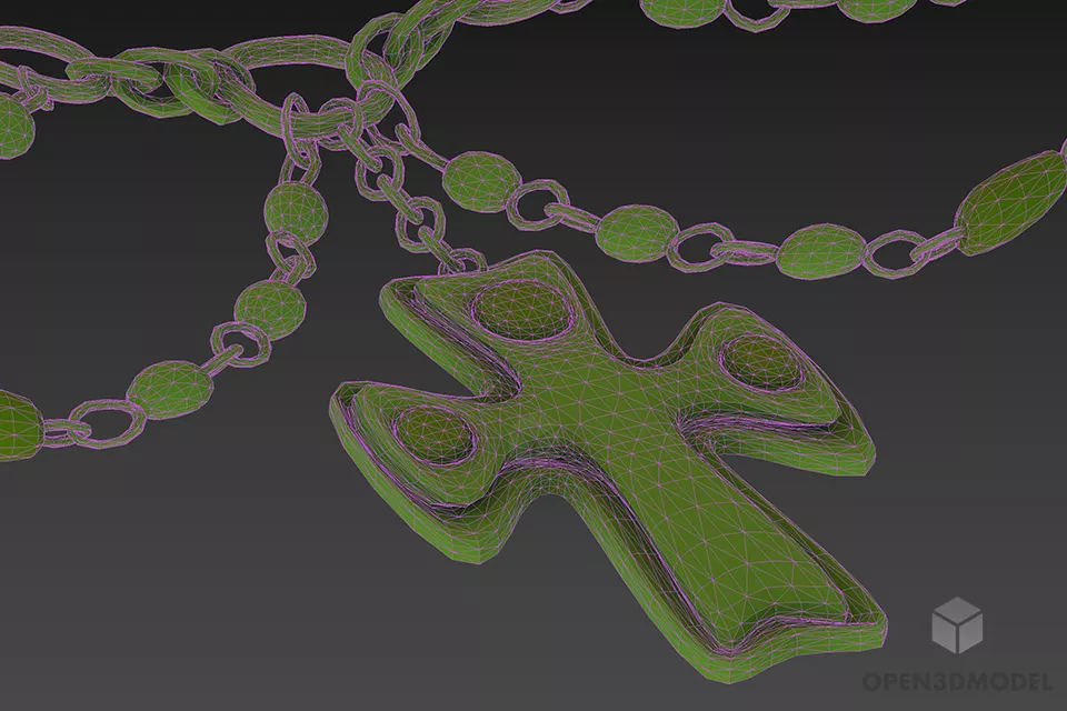 Necklace Green Jade 3d model 2
