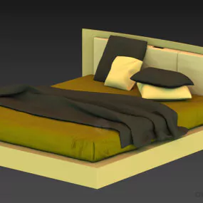 Double Bed Upholstery With Cushion 3d model
