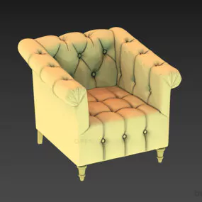 Tufted Leather Armchair Sherrill 3d model