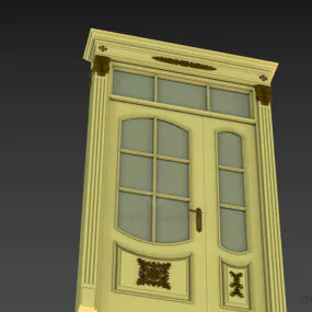 House Door Wooden Carved Frame 3d model