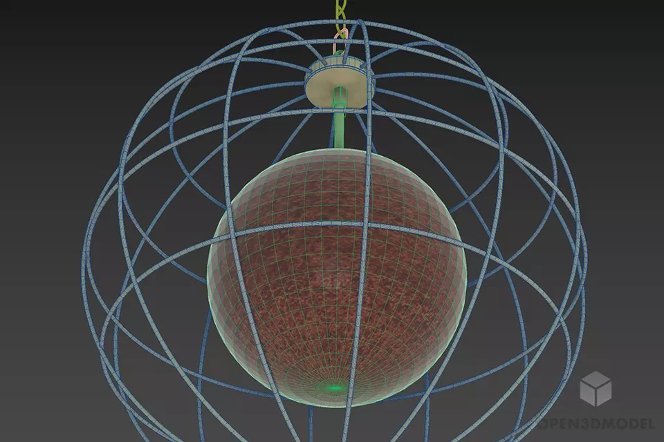 Pendant Lamp Wire Globe Shade 3d model 2