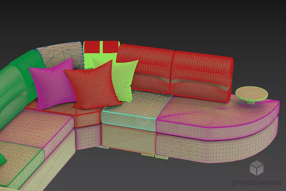L Leather Sofa Franca, Upholstered Sofa 3d model 2