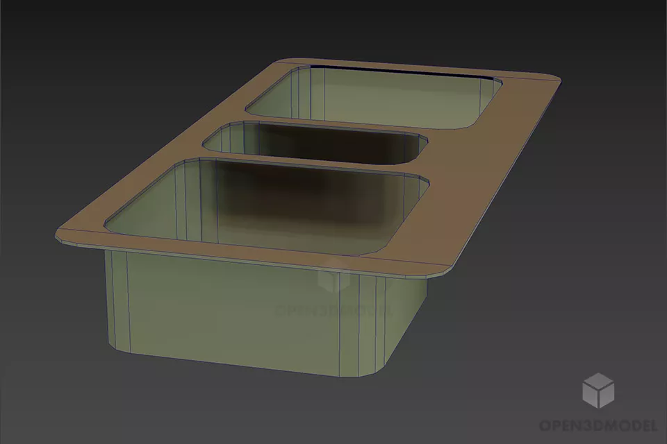 Sink Three Holes 3d model 2