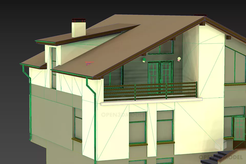 Roof House, Modern Villa Building Free 3d Model - .3ds, .Gsm - Open3dModel