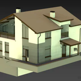 Roof House, Modern Villa Building 3d model