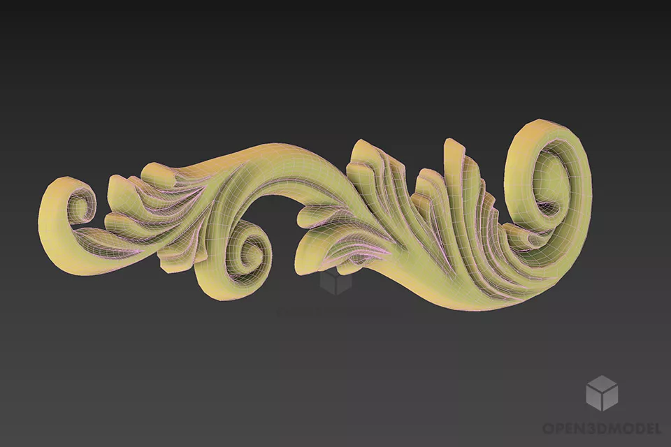 Rome Decor, Carved Plaster Decoration 3d model 2