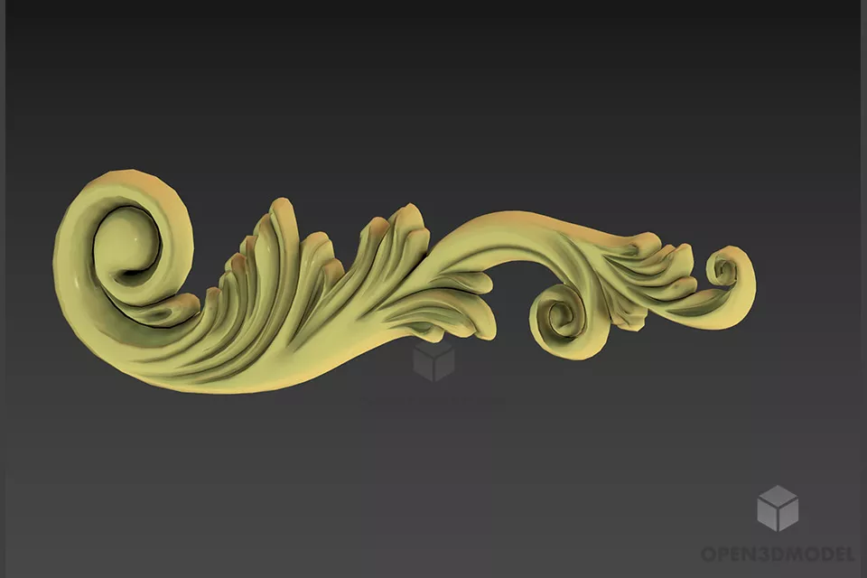 Floral Shape Carved Style 3d model