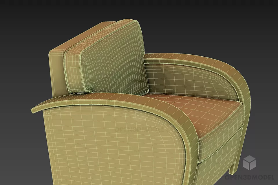 Leather Armchair Furniture, Wooden Arm Sofa 3d model 2