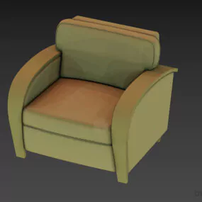 Leather Armchair Furniture, Wooden Arm Sofa 3d model