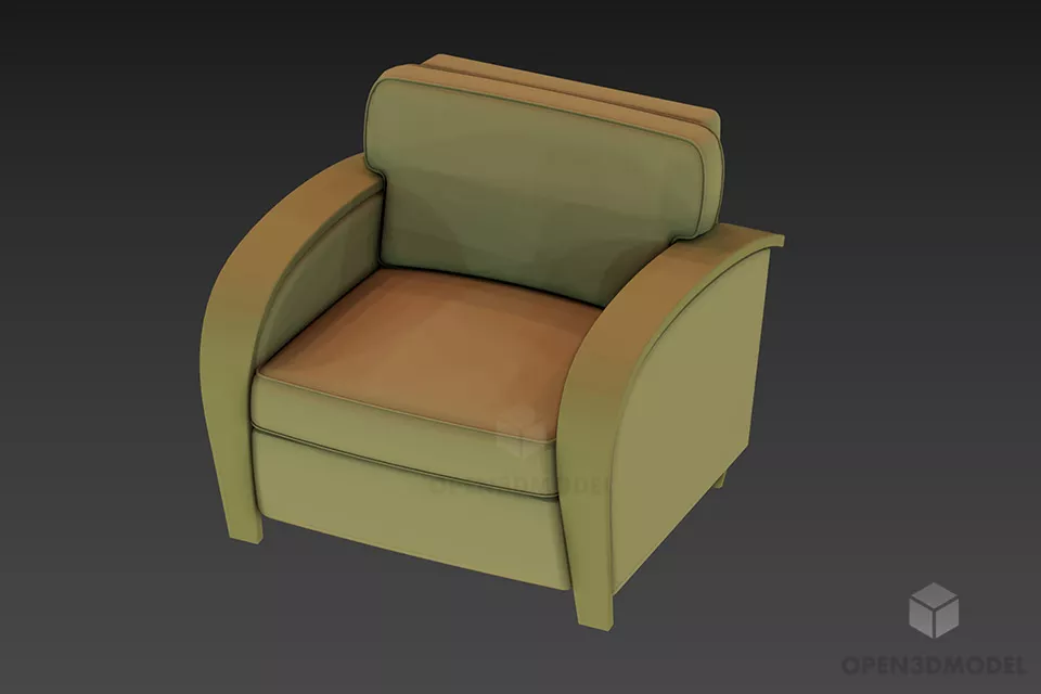 Sofa Two Seats With Wooden Back Plate 3d model