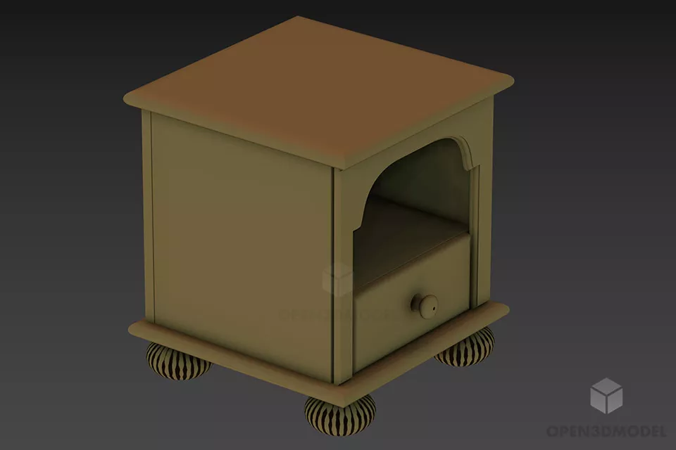 Drawers Nightstand With Logo 3d model