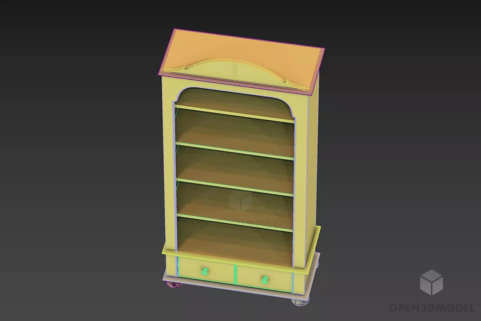 Office Rack Shelf, Antique Shelf 3d model 2