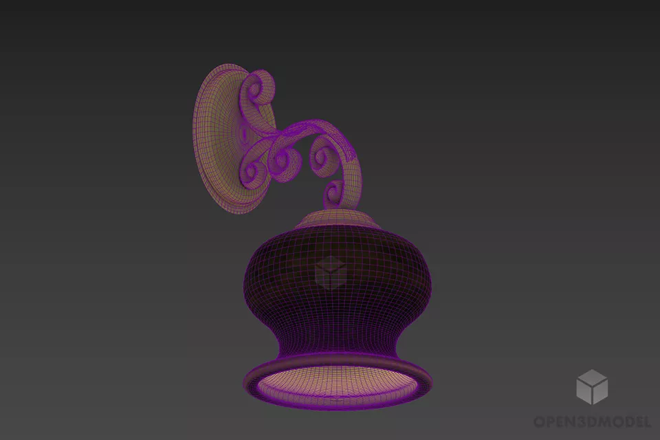Antique Brass Sconce Lamp With Sphere Glass Shade 3d model 2