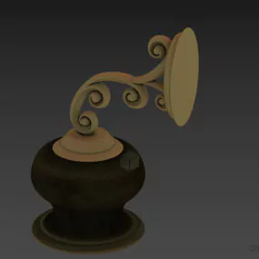 Antique Brass Sconce Lamp With Sphere Glass Shade 3d model