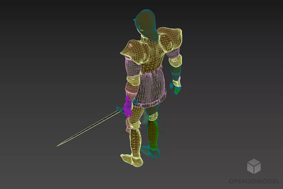 Medieval Knight In Armor With Sword 3d model 2