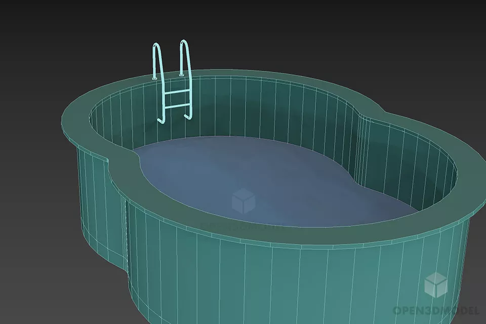 Small Swimming Pool Curved Shade 3d model 2