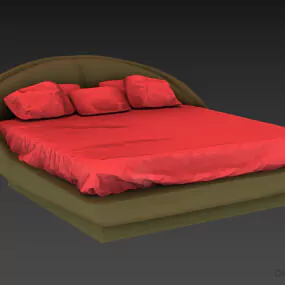 Circular Bed Upholstered With Mattress 3d model