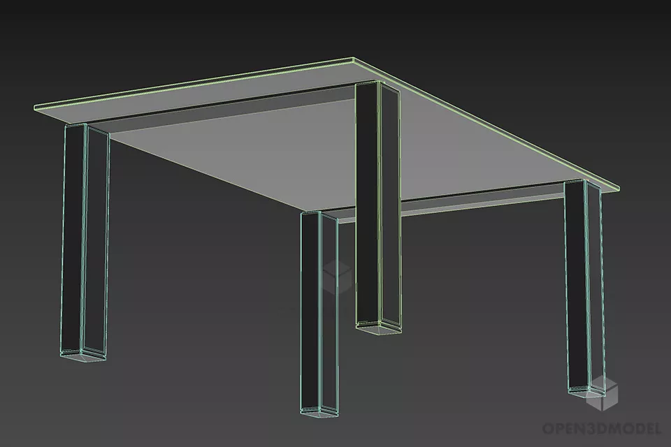 Glass Table With Steel Frame 3d model 2