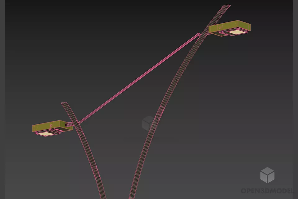 Dual Lamppost Curved Shape 3d model 2
