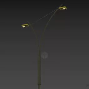 Dual Lamppost Curved Shape 3d model
