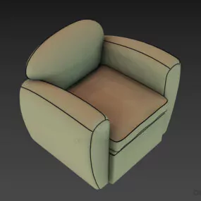 Red Leather Armchair, Upholstered Sofa Style 3d model