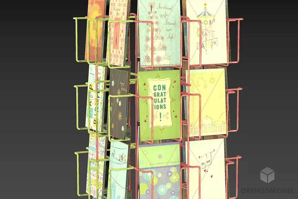 Books Display Cylinder Standing Rack 3d model 2