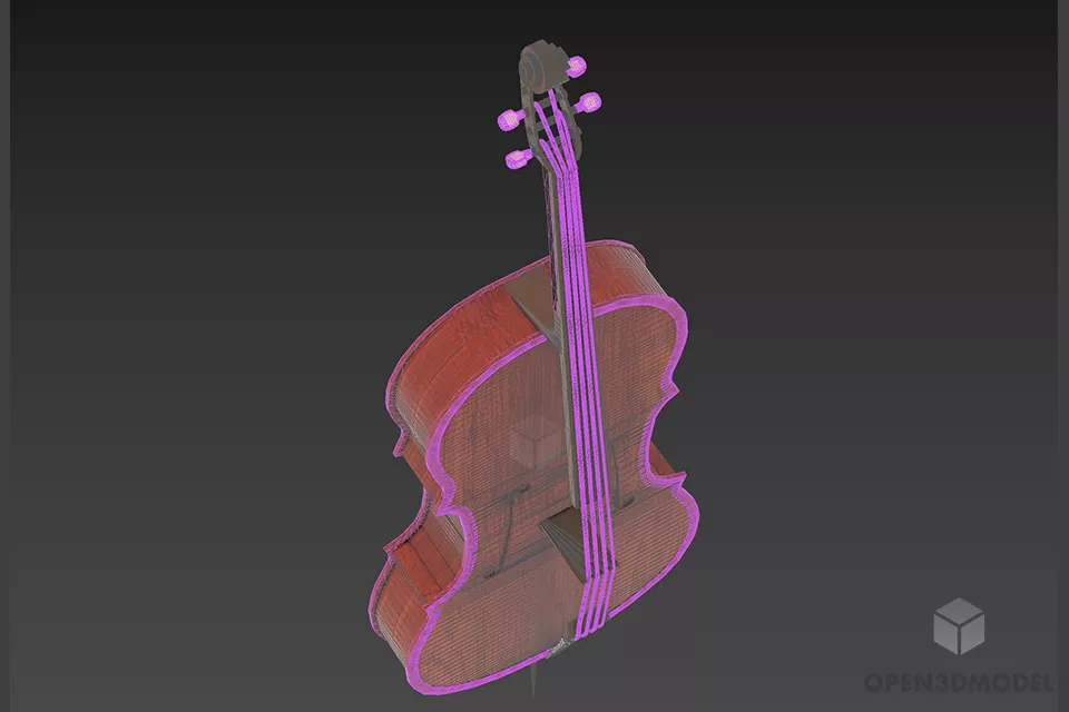Cello Cherry Wood 3d model 2