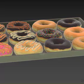 Tray With Donuts Food 3d model