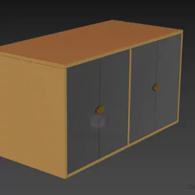 Walnut Locker With Drawers 3d model