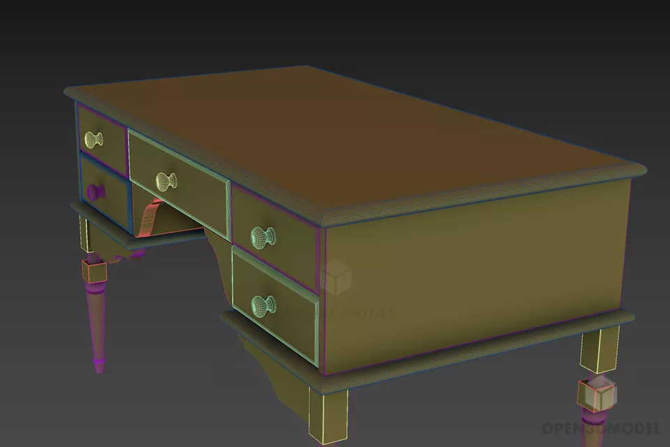 Boutique Work Table With Multiple Drawers 3d model 2