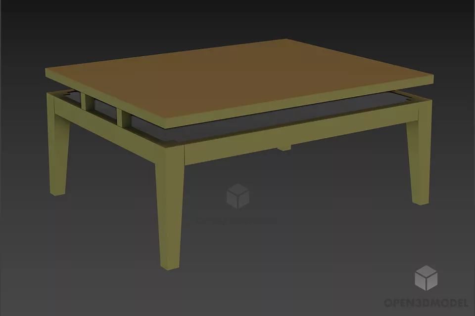 Antique Work Table With Curved Shape 3d model