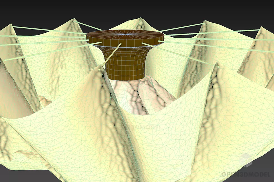 Pendant Lamp Wrinkled Paper Shade 3d model 2