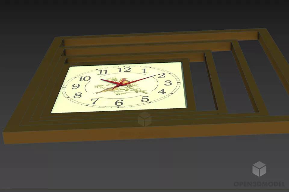 Square Clock With Multiple Frames 3d model 2