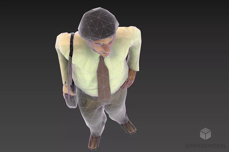 Office Man With Bag 3d model 2