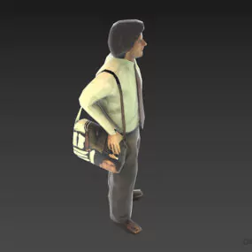 Office Man With Bag 3d model