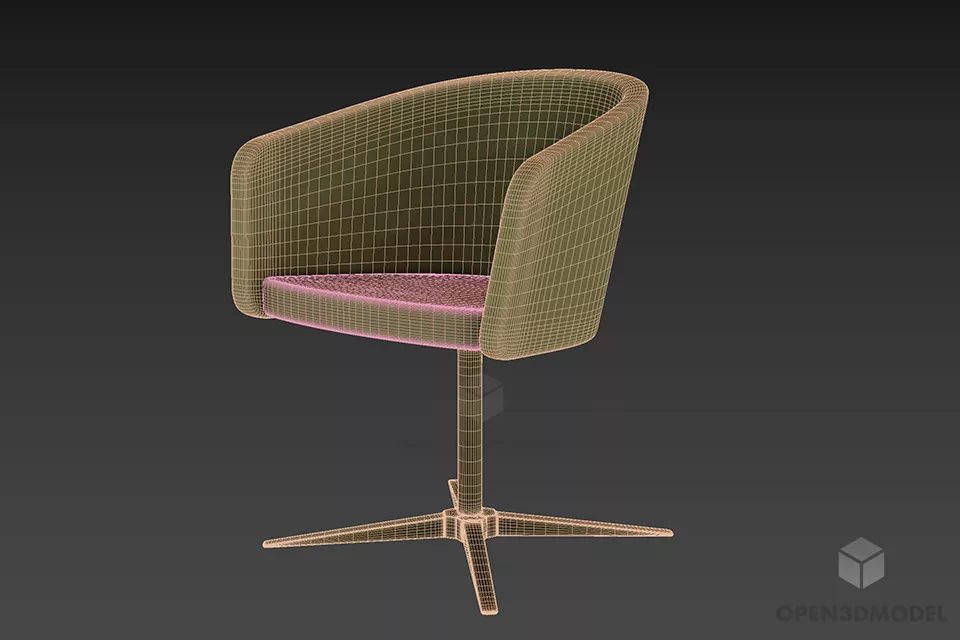 Office Leather Armchair Bener 3d model 2