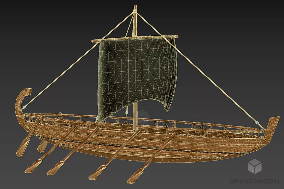 Classic Viking Ship 3d model 2