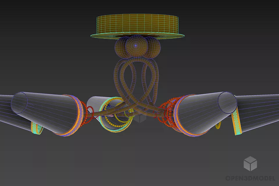 Pendant Lamp With Swirl Arms 3d model 2