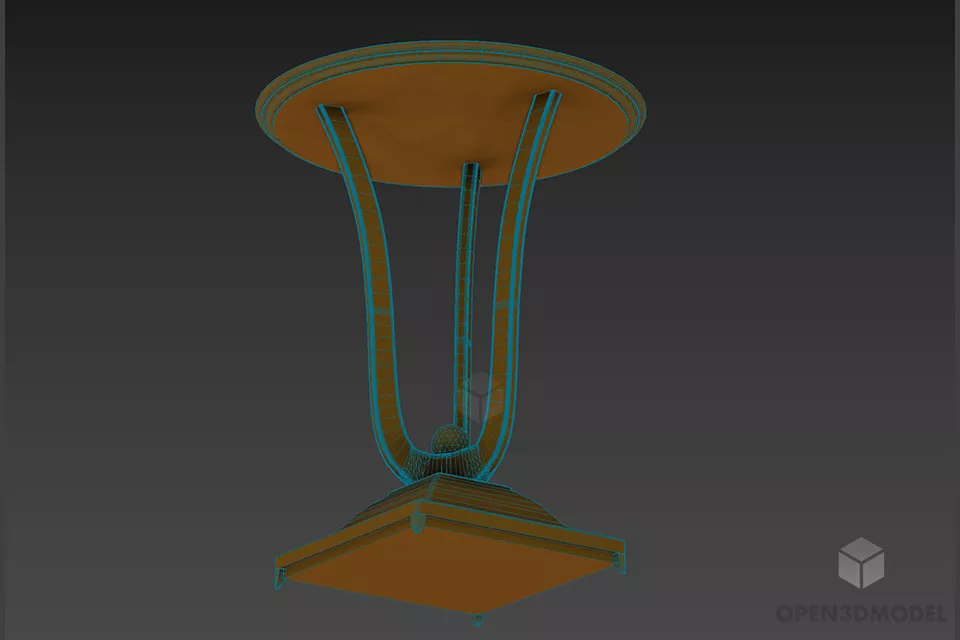 Round Stool Table Curved Stand 3d model 2