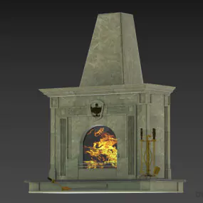 Marble Fireplace With Fire 3d model