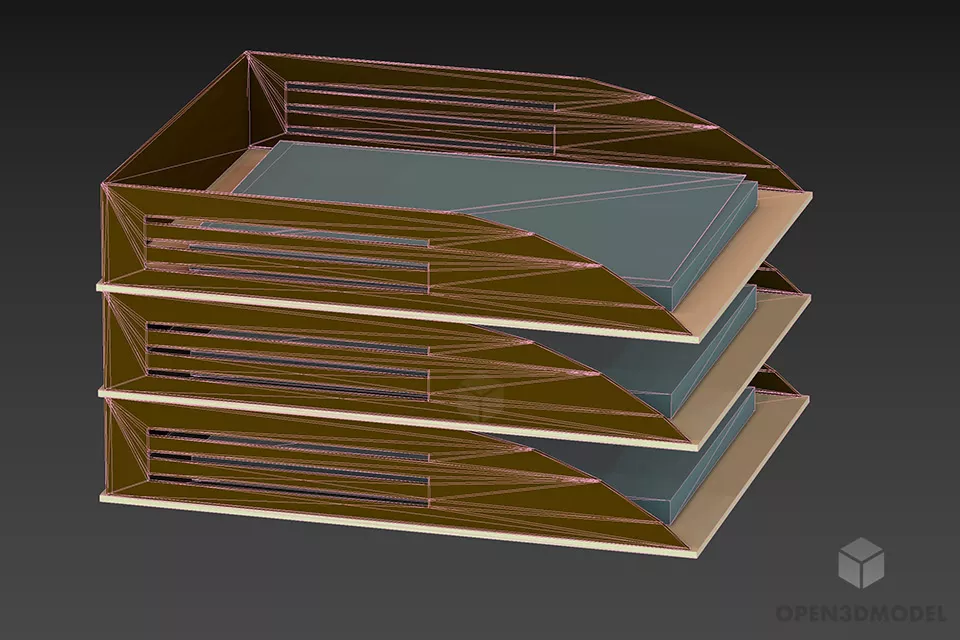Steel Tray, Office File Rack 3d model 2