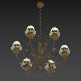 Antique Chandelier With Iron Leafs Decorative 3d model