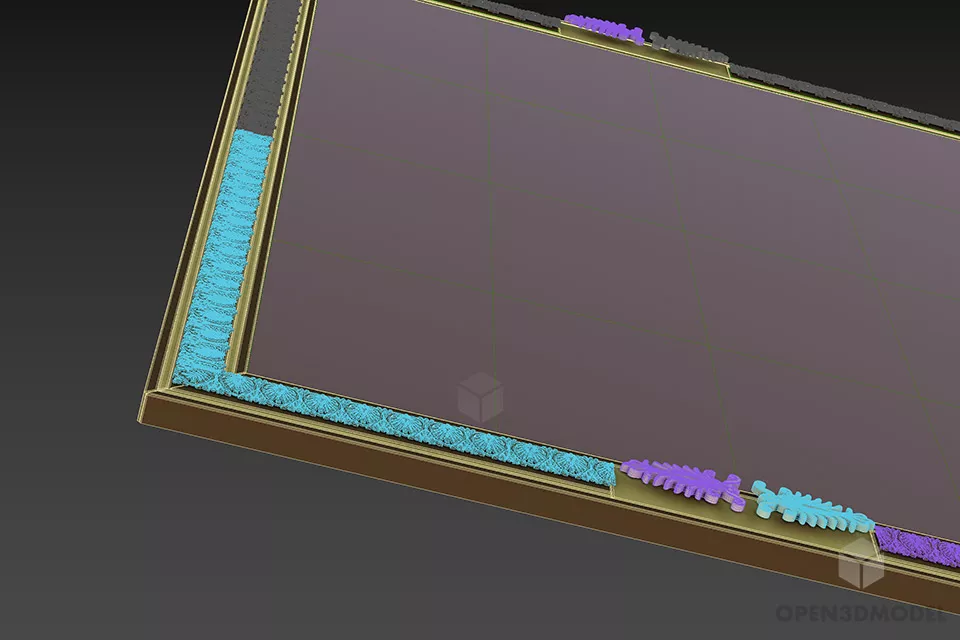 Rectangle Mirror Turrier 3d model 2