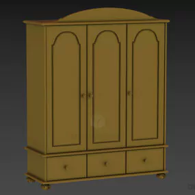 Simple Wardrobe Carved Door Style 3d model