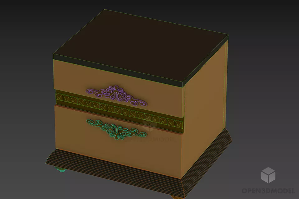 Nightstand With Carved Handles 3d model 2