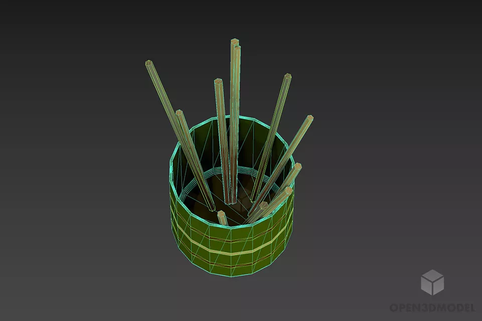 Pen Holder With Pen, Pencil 3d model 2